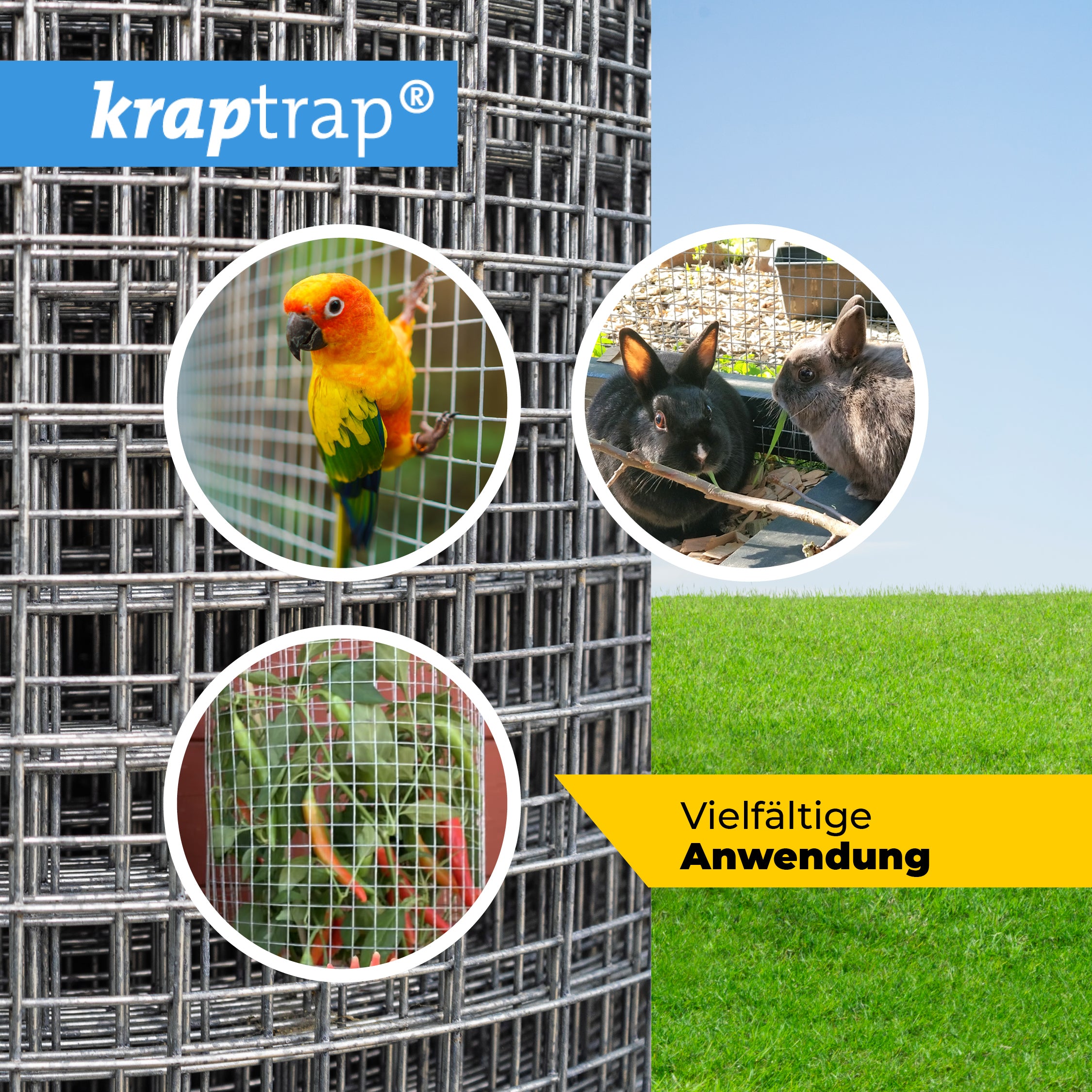 Kraptrap® feuerverzinktes Drahtgitter 16 x 16 mm mit 1,2 mm Stärke