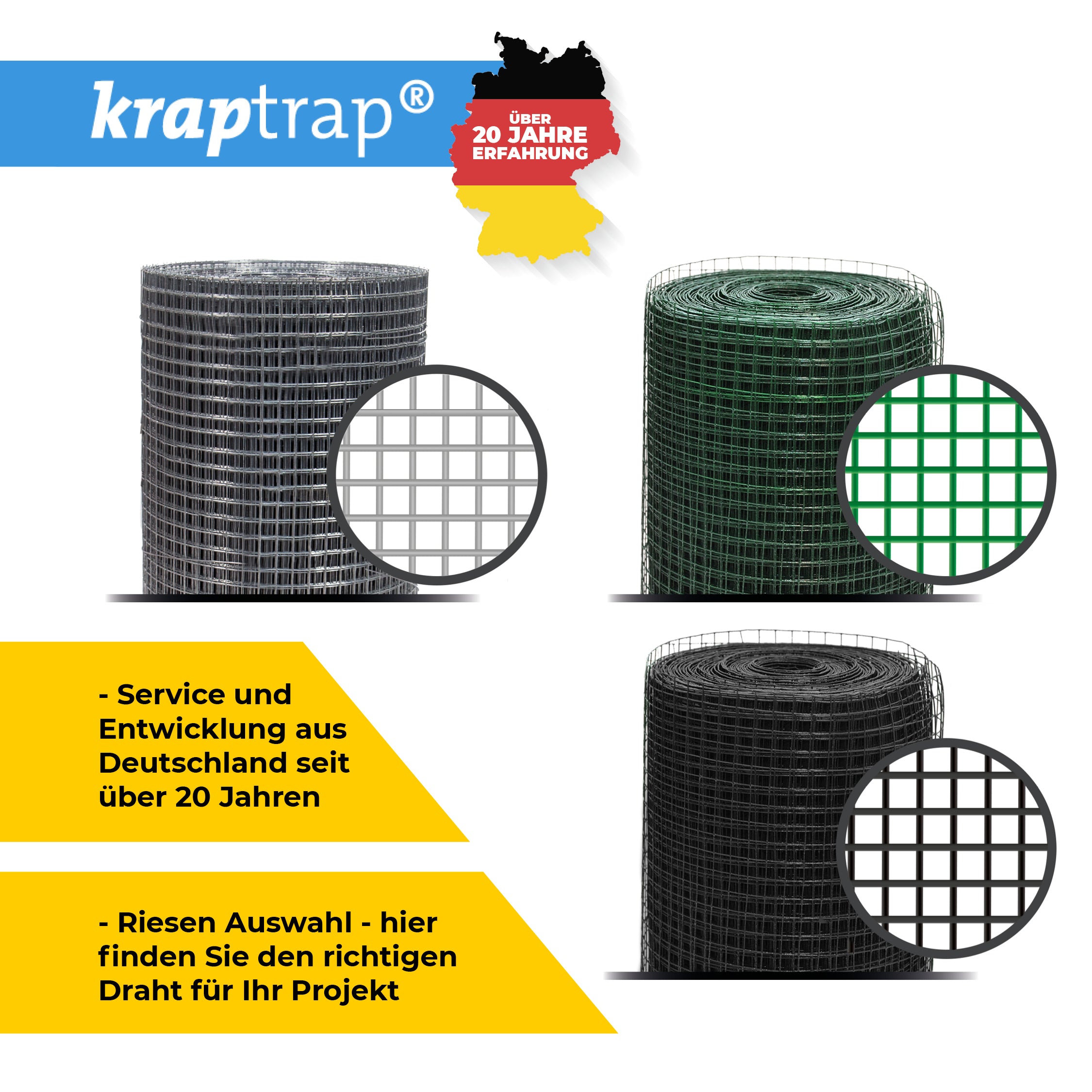 Kraptrap® schwarzes, feuerverzinktes Drahtgitter 12,7 x 12,7 mm mit 1,1 mm Gesamtstärke