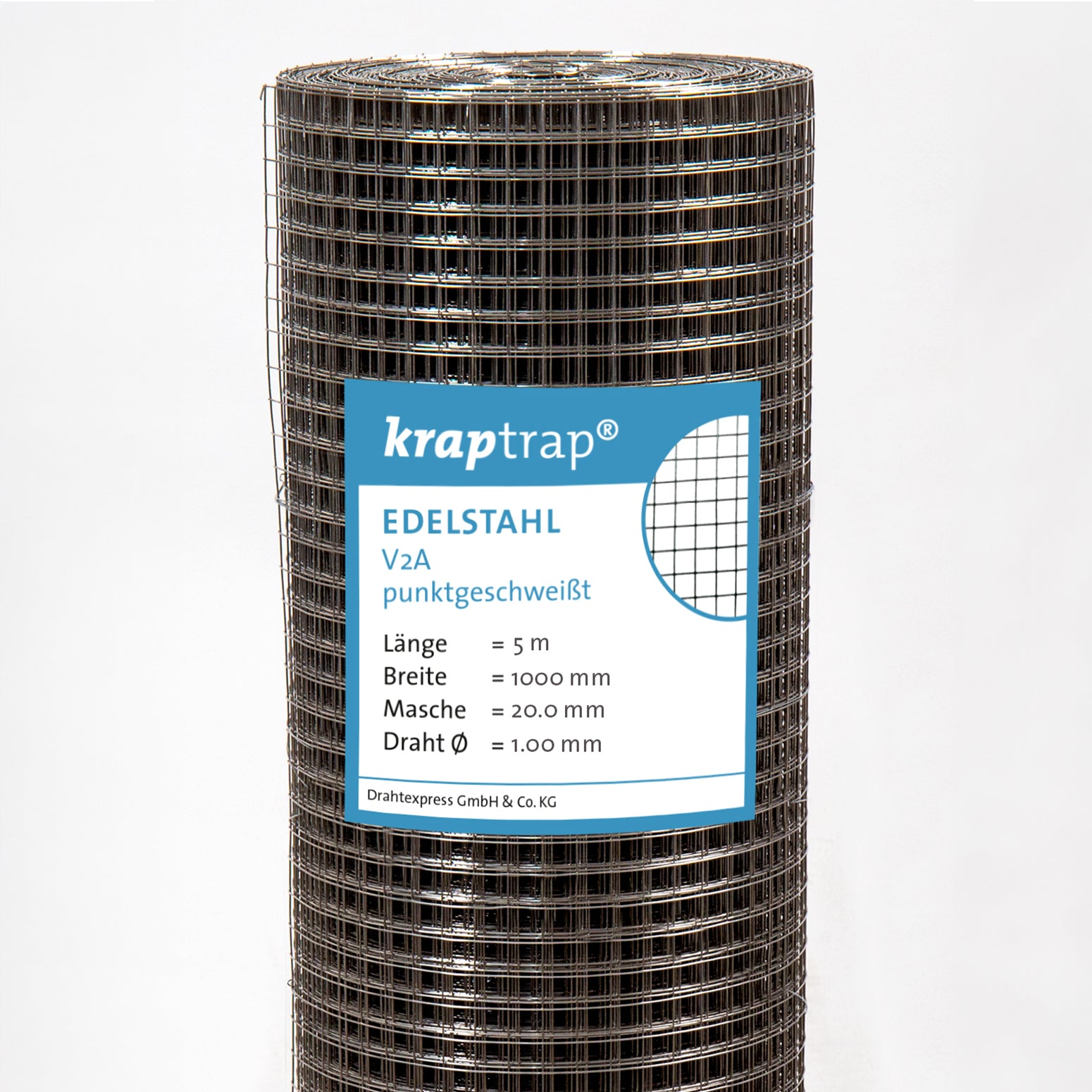 Kraptrap® Edelstahl Volierendraht Drahtgitter V2A 20x20 mm Masche