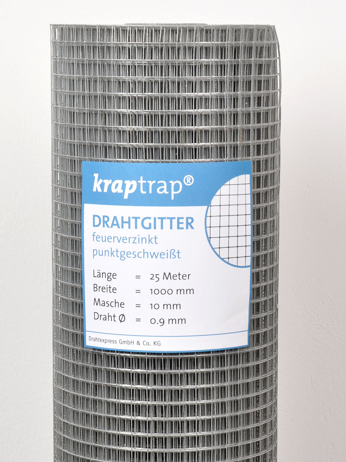 Kraptrap® Volierendraht Drahtgitter 10,6 mm Masche, 100 cm breit, 0,9mm Drahtstärke