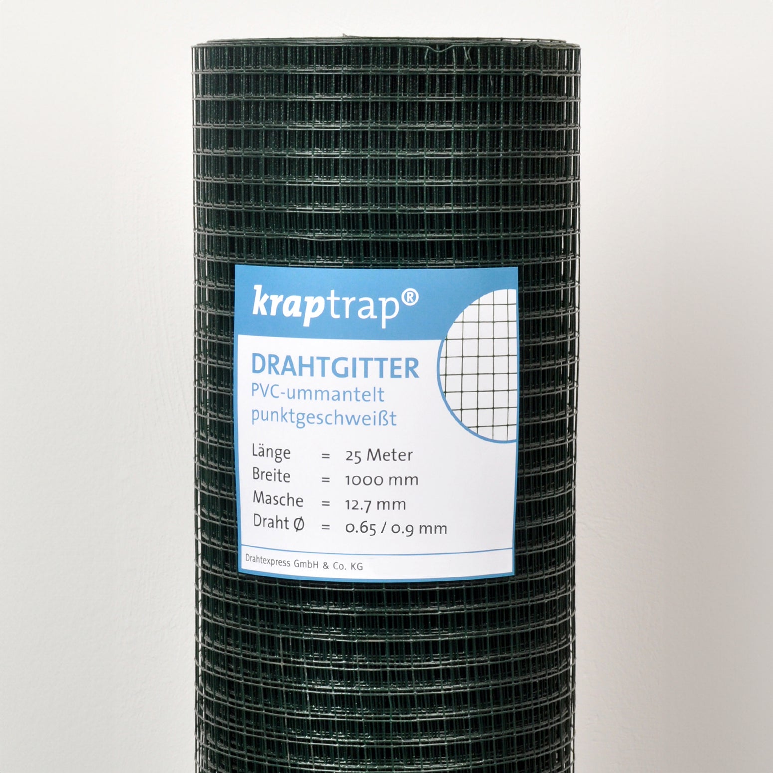 Kraptrap® Volierendraht Drahtgitter 12,7 mm Masche, grün ummantelt verzinkt
