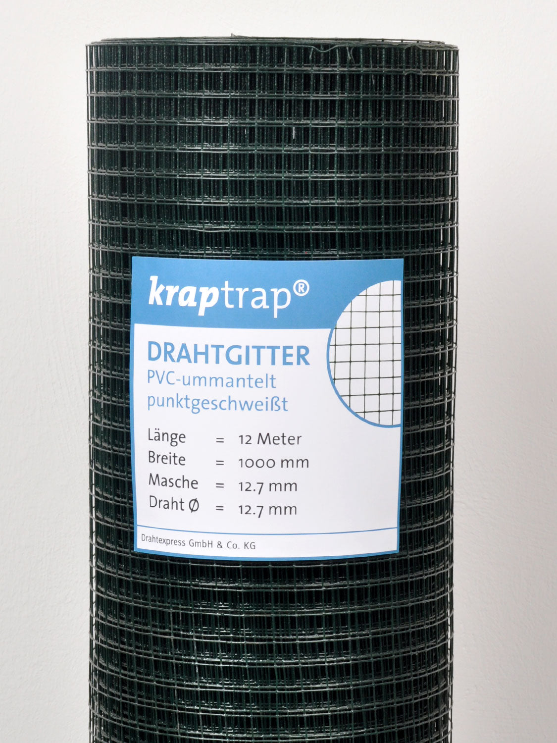 Kraptrap® Volierendraht Drahtgitter 12,7 mm Masche, grün ummantelt verzinkt