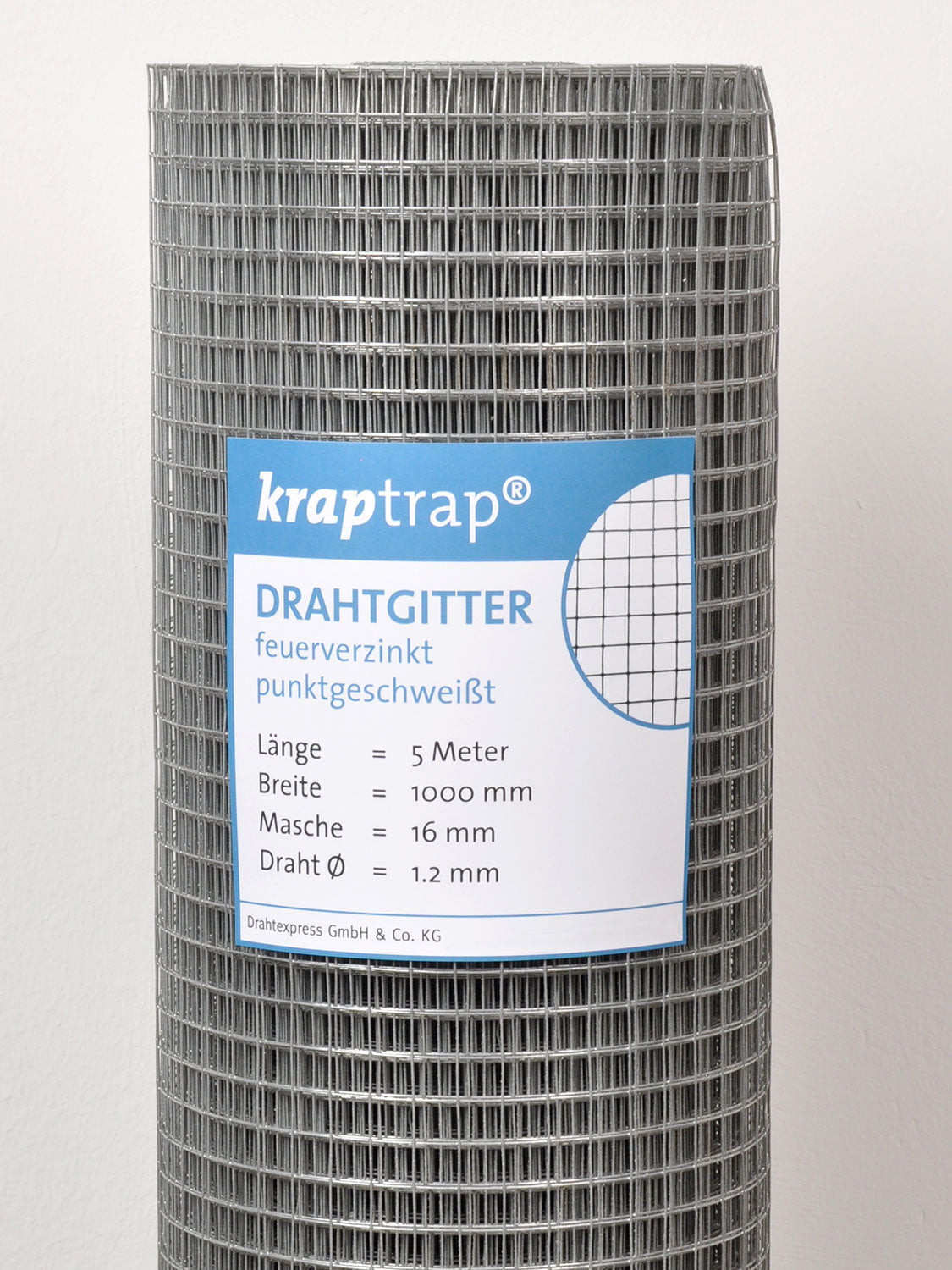 Kraptrap® feuerverzinktes Drahtgitter 16 x 16 mm mit 1,2 mm Stärke