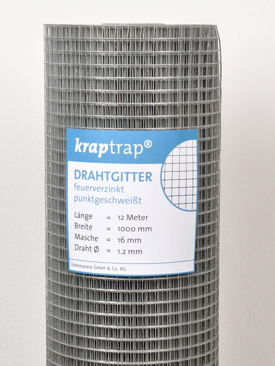 Kraptrap® feuerverzinktes Drahtgitter 16 x 16 mm mit 1,2 mm Stärke