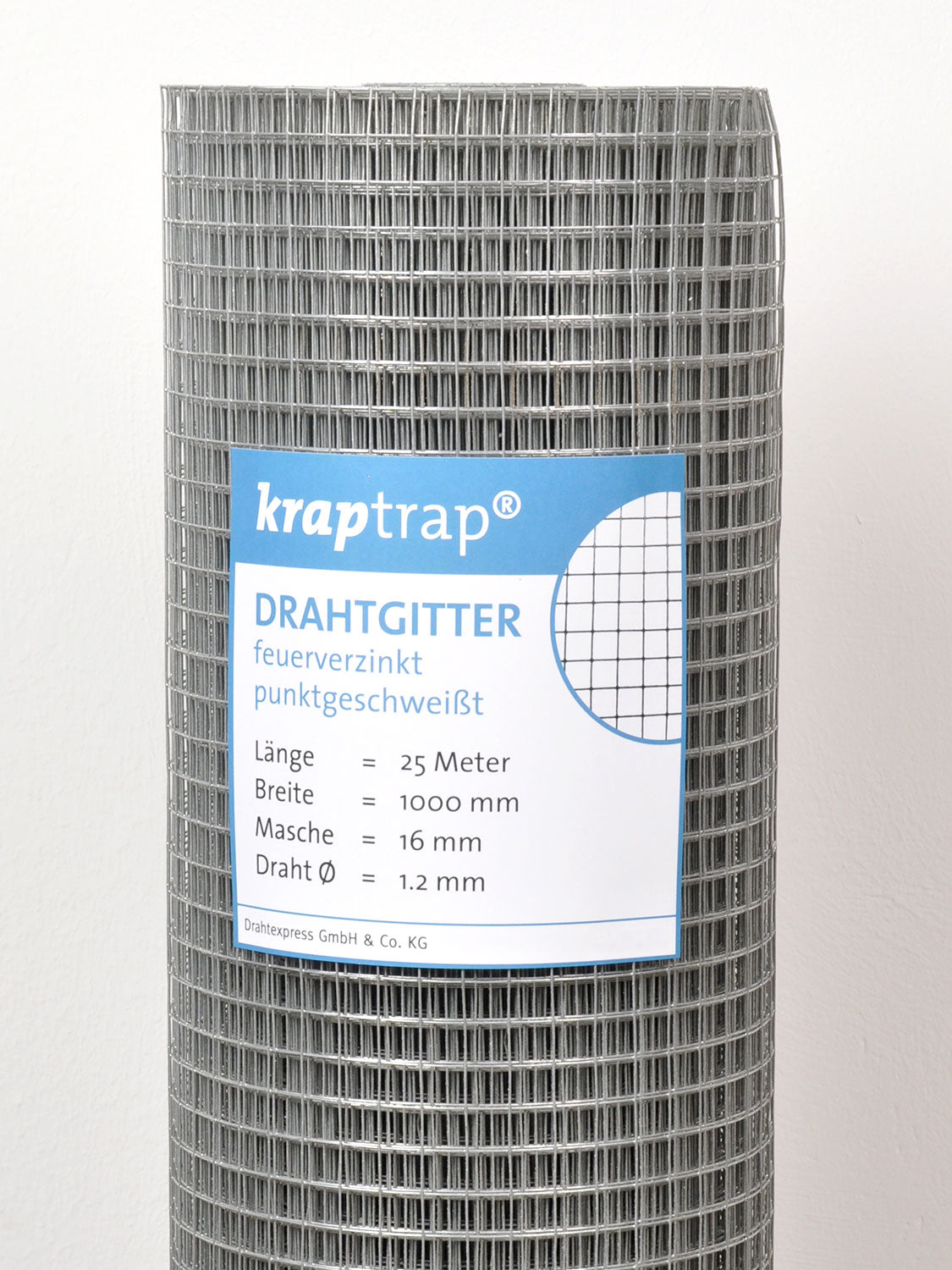 Kraptrap® feuerverzinktes Drahtgitter 16 x 16 mm mit 1,2 mm Stärke
