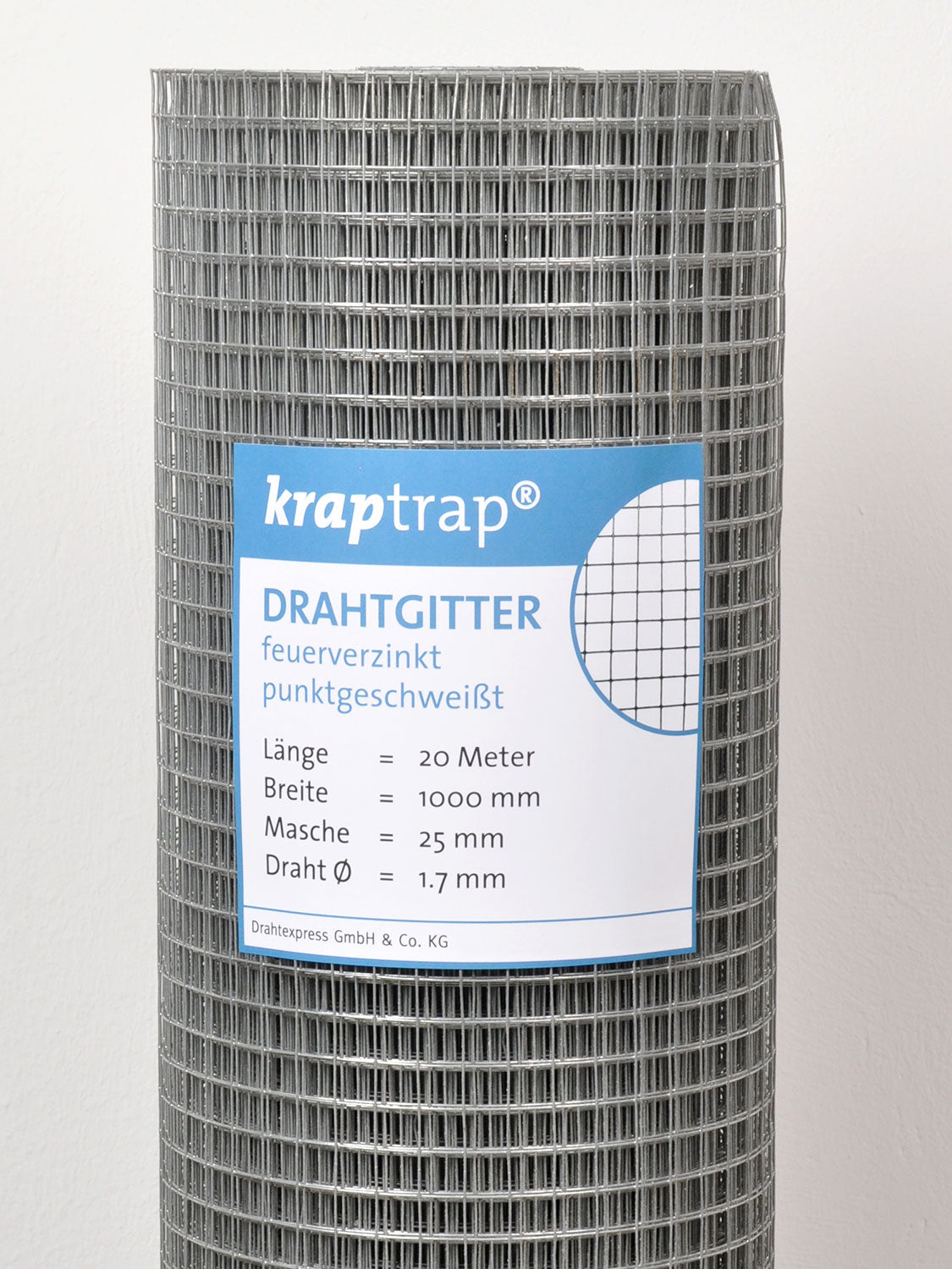 Kraptrap® Volierendraht Drahtgitter 25 mm Masche, 100 cm breit, 1,7mm Drahtstärke