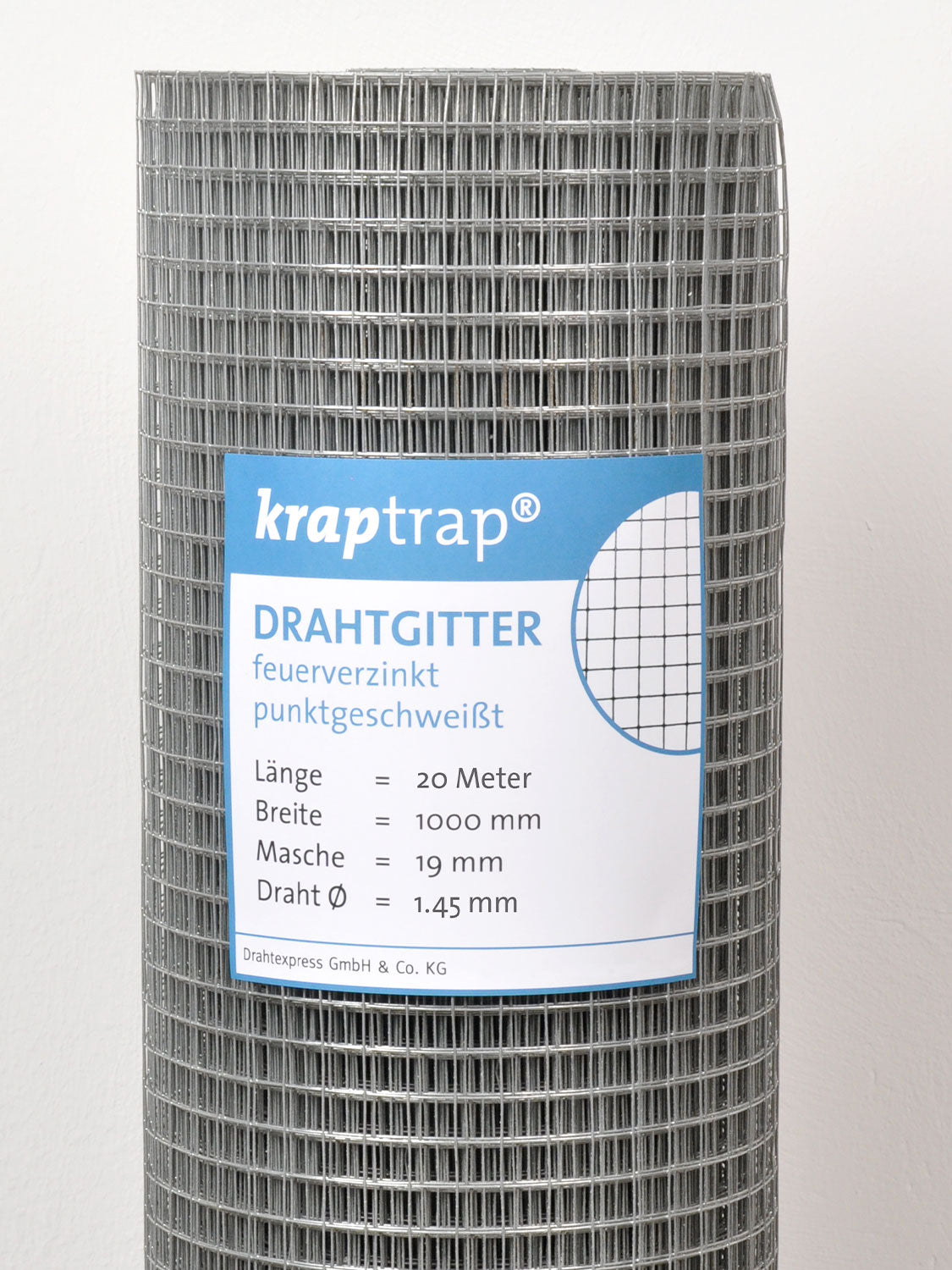 Kraptrap® Volierendraht Drahtgitter 19 mm Masche, 100 cm breit, 1,45mm Stärke