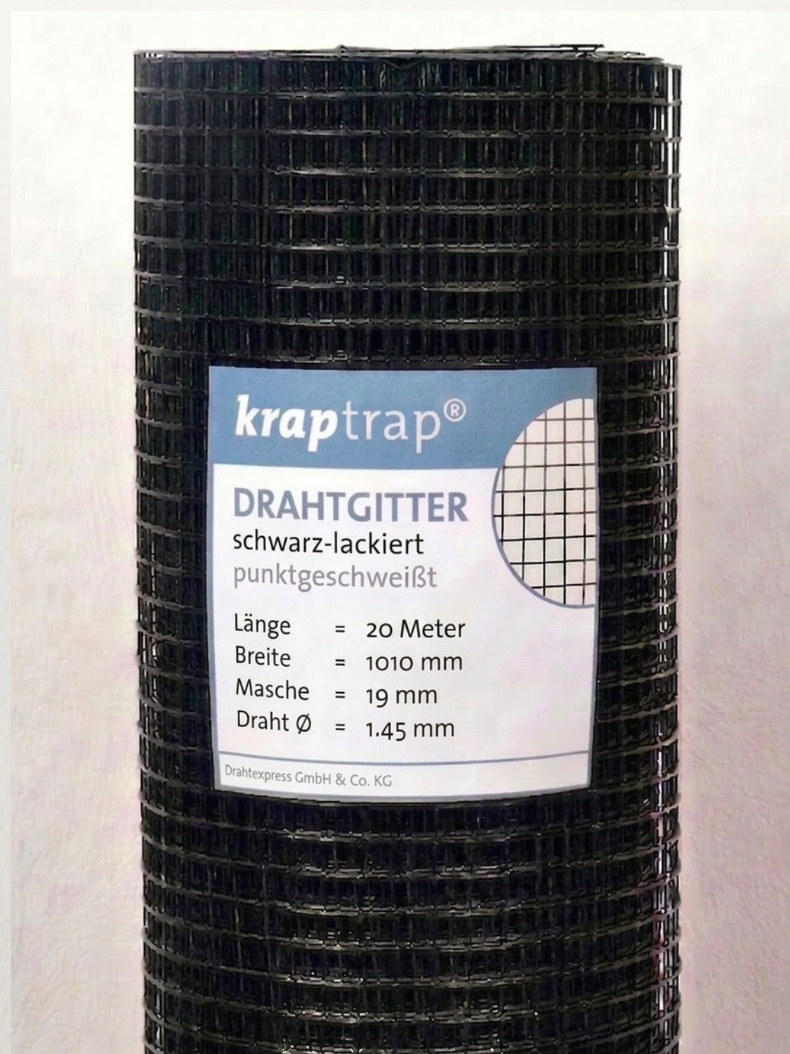 Kraptrap® schwarz lackiert, feuerverzinktes Drahtgitter 19 x 19 mm mit 1,45 mm Drahtstärke