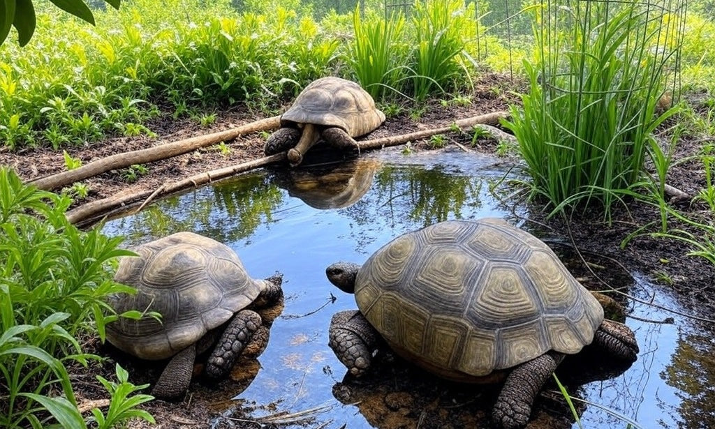 Schildkrötengehege mit Schildrköten