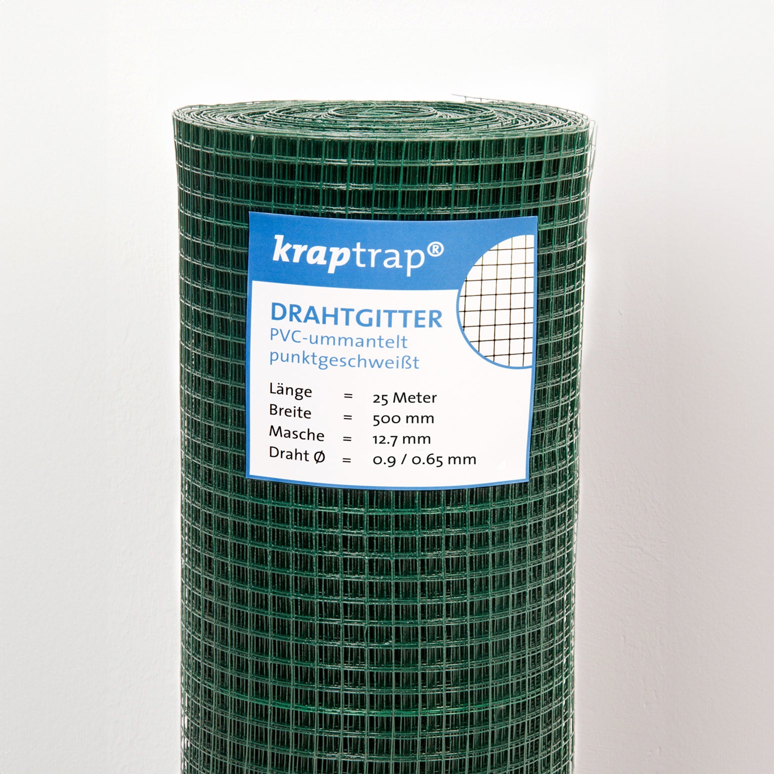 Kraptrap® Volierendraht Drahtgitter grün 12,7 mm Masche, 50 cm breit, 25 m lang
