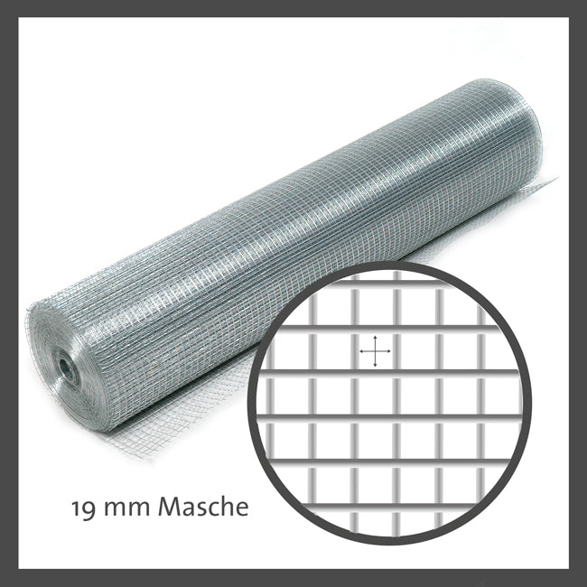 Kraptrap® Volierendraht Drahtgitter 19 mm Masche, 100 cm breit, 0,9mm Stärke