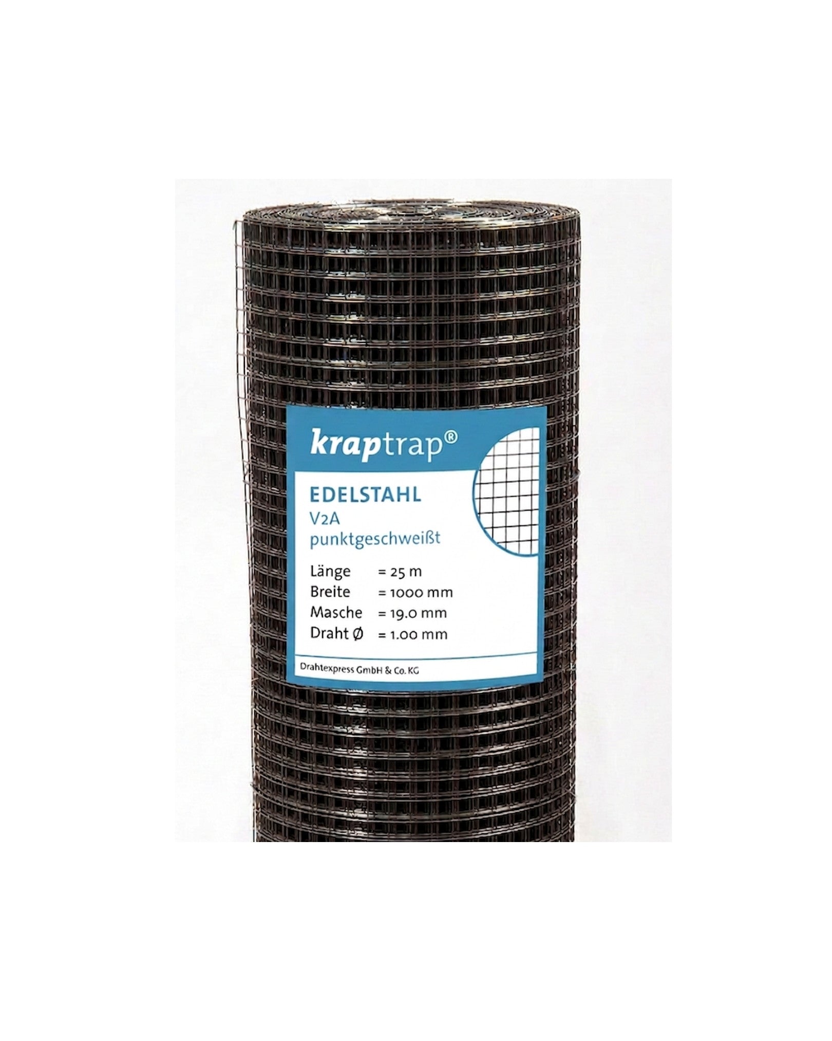 Kraptrap® schwarz lackiert, Edelstahl Drahtgitter 19 x 19 mm mit 1,0 mm Drahtstärke