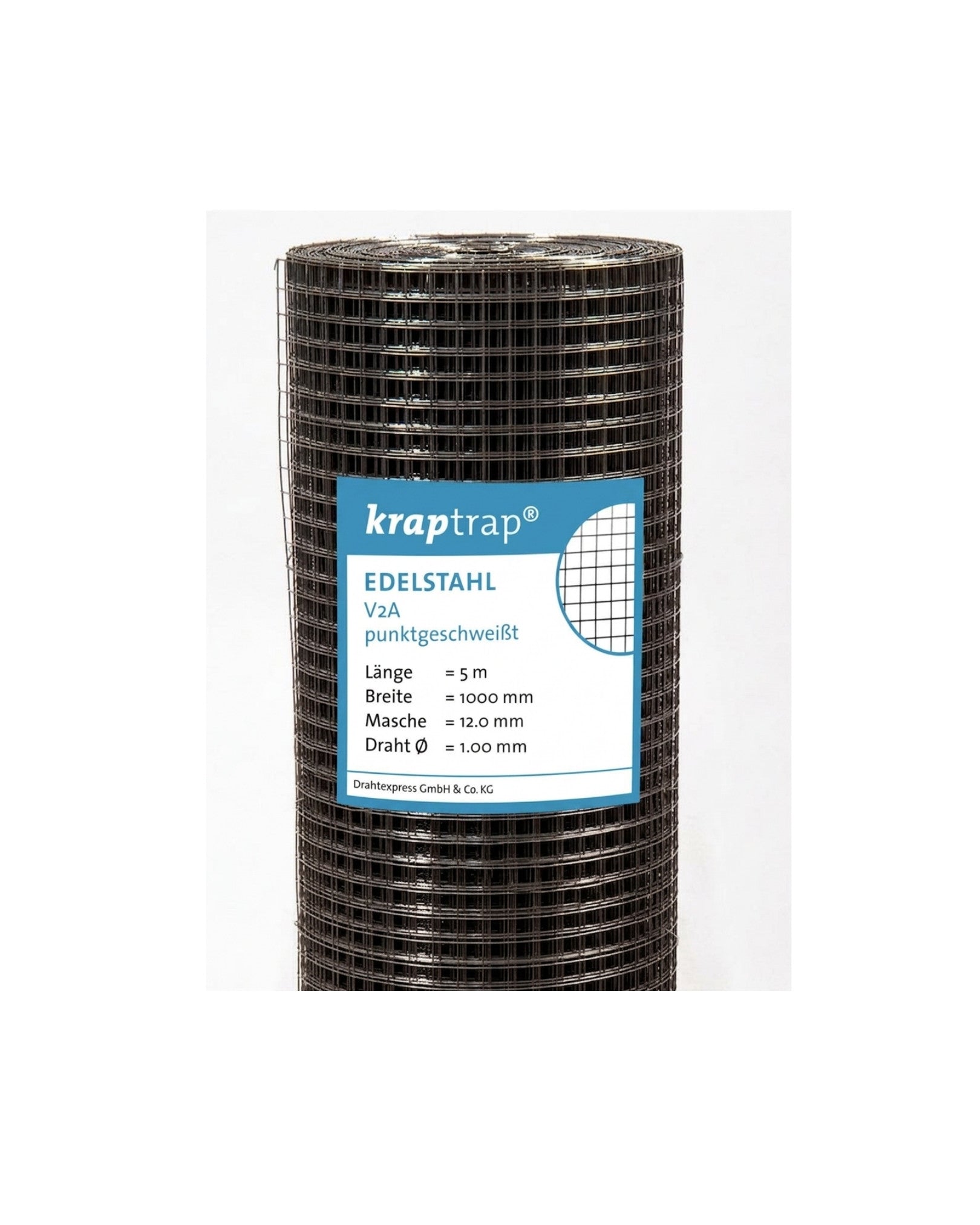 Kraptrap® schwarz lackiert, Edelstahl Drahtgitter 12 x 12 mm mit 1,0 mm Drahtstärke