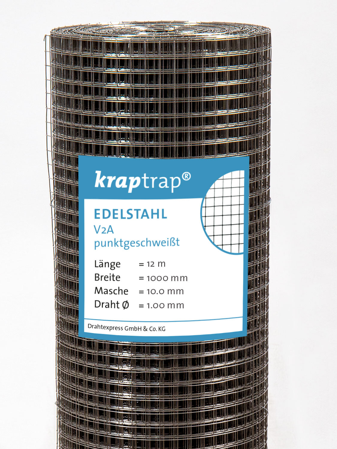 Kraptrap® Edelstahl Volierendraht Drahtgitter V2A 10x10 mm Masche