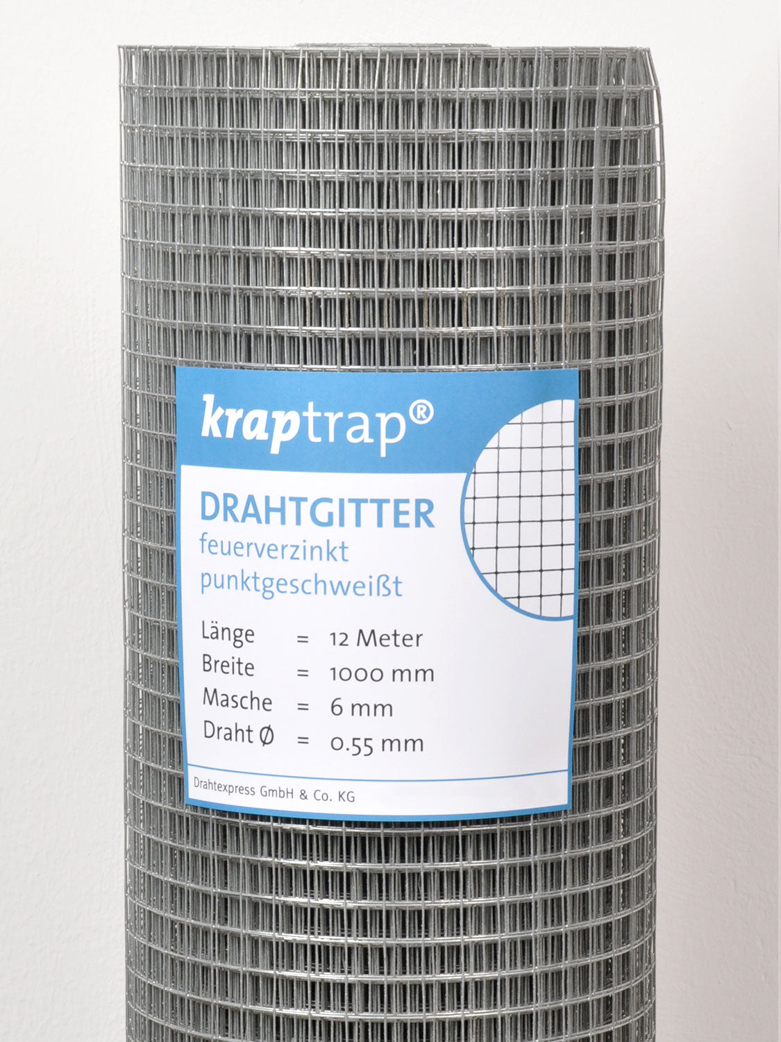 KrapTrap® Volierendraht, Drahtgitter, 6x6 mm Masche, 100 cm breit, 0,55mm Drahtstärke