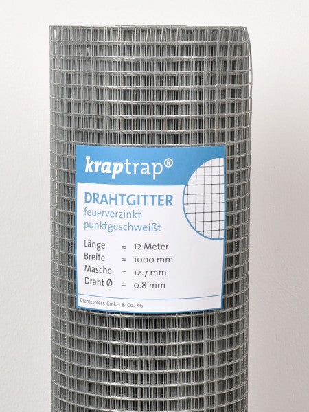 Kraptrap® Volierendraht Drahtgitter 12x12, 100 cm, 0,8mm Drahtstärke