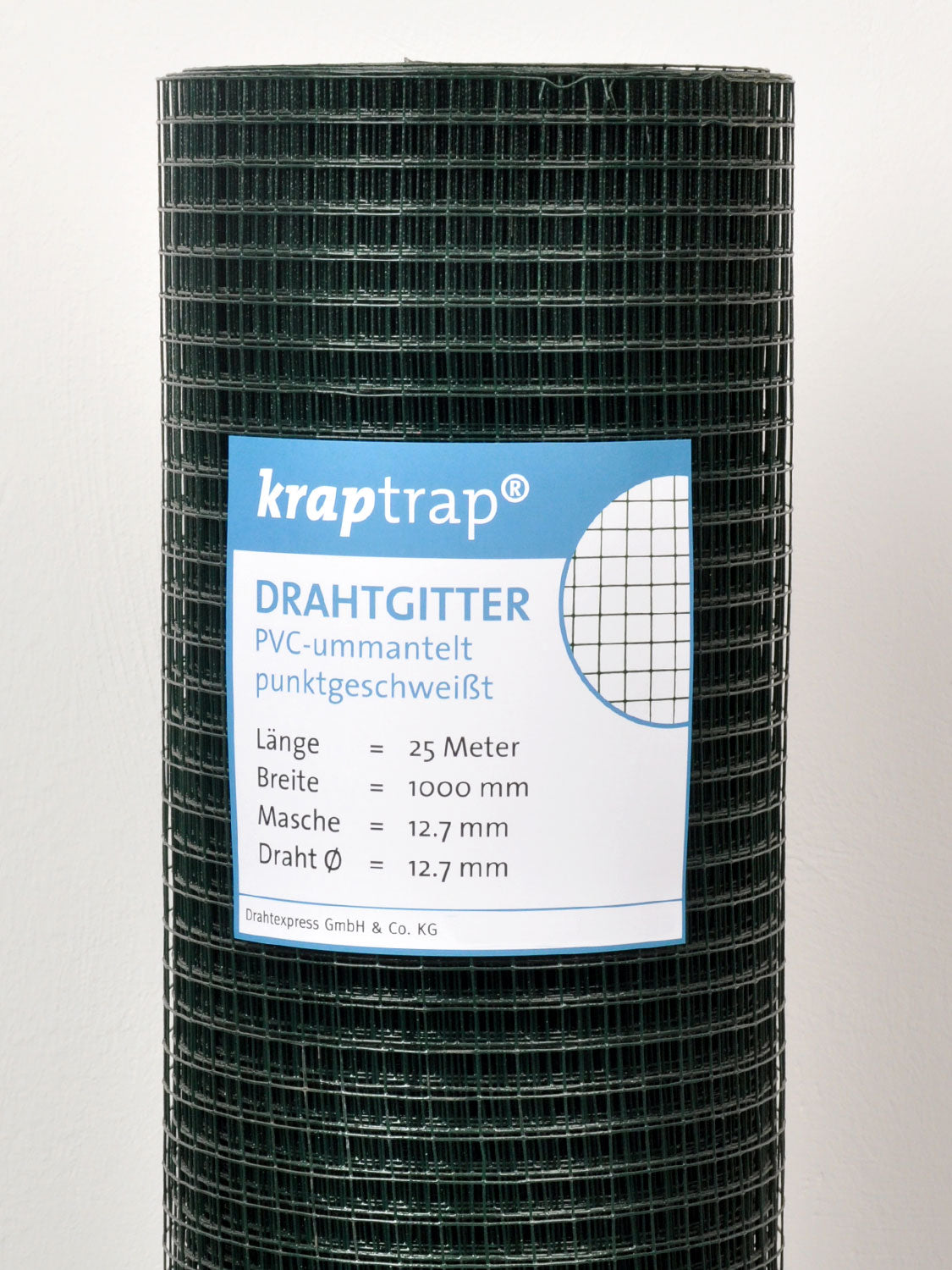 Kraptrap® Volierendraht Drahtgitter 12,7 mm Masche, grün ummantelt verzinkt