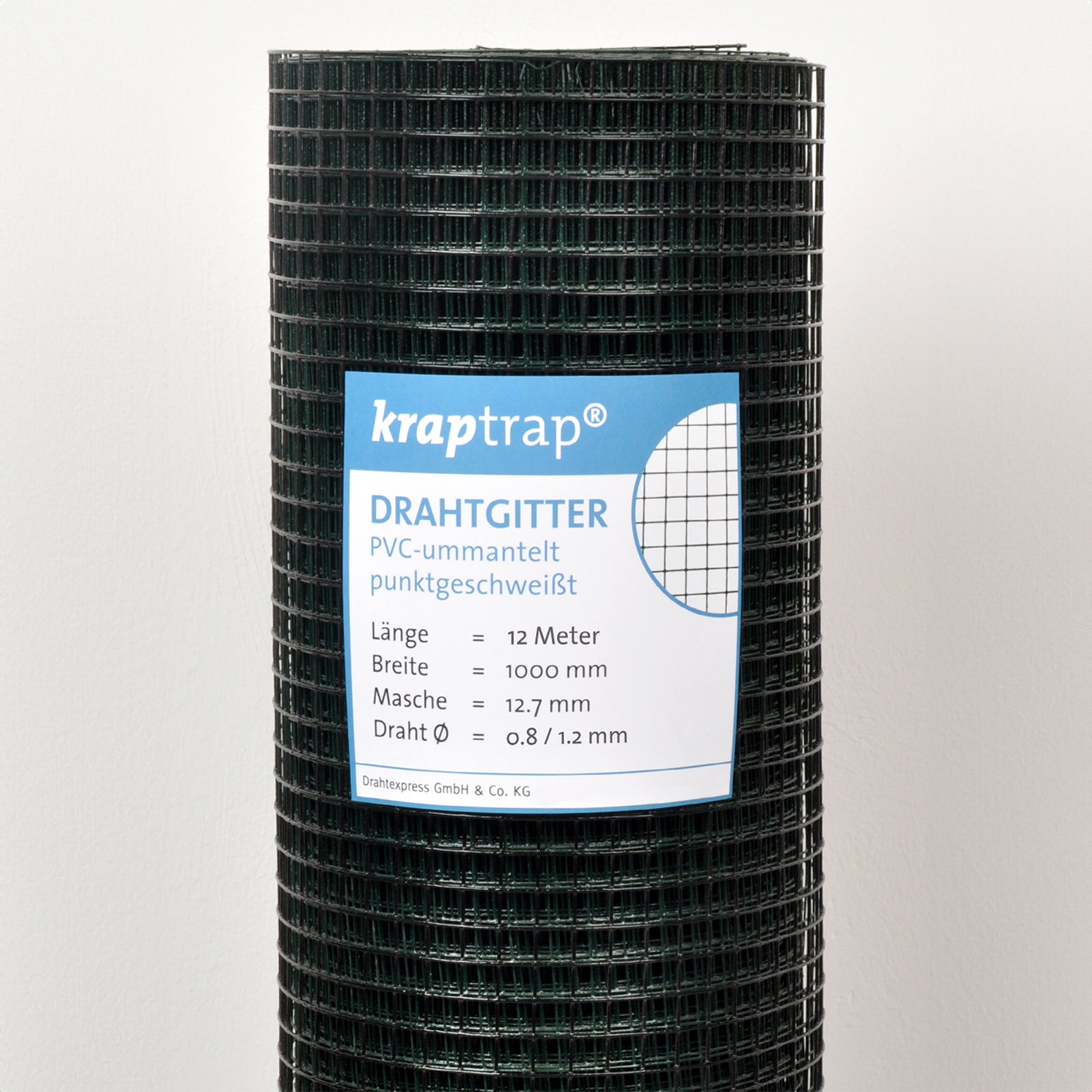 Kraptrap® Volierendraht Drahtgitter 12,7 mm Masche, 100 cm breit, schwarz ummantelt