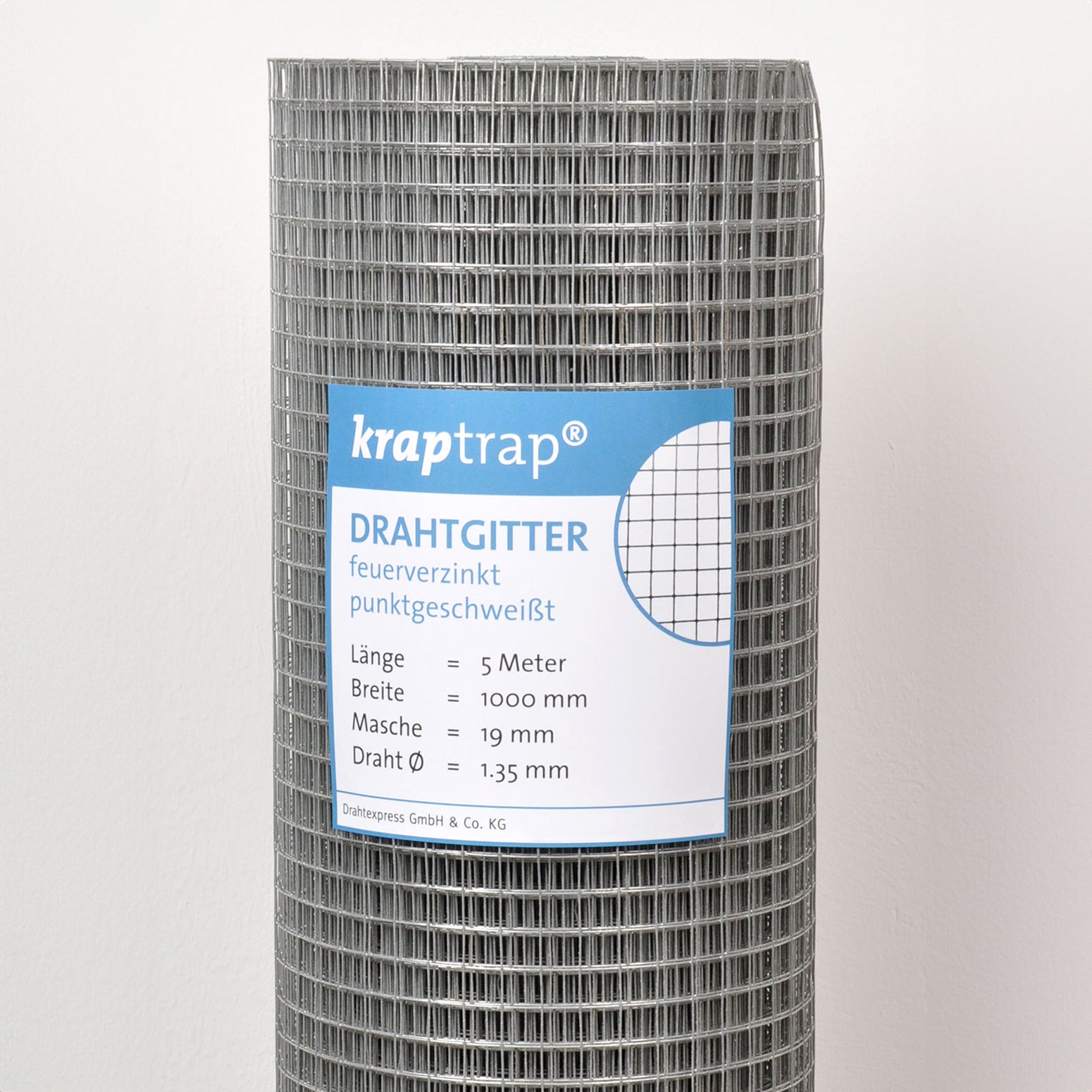 Kraptrap® Volierendraht Drahtgitter 19 mm Masche, 100 cm breit, 1,35mm Stärke