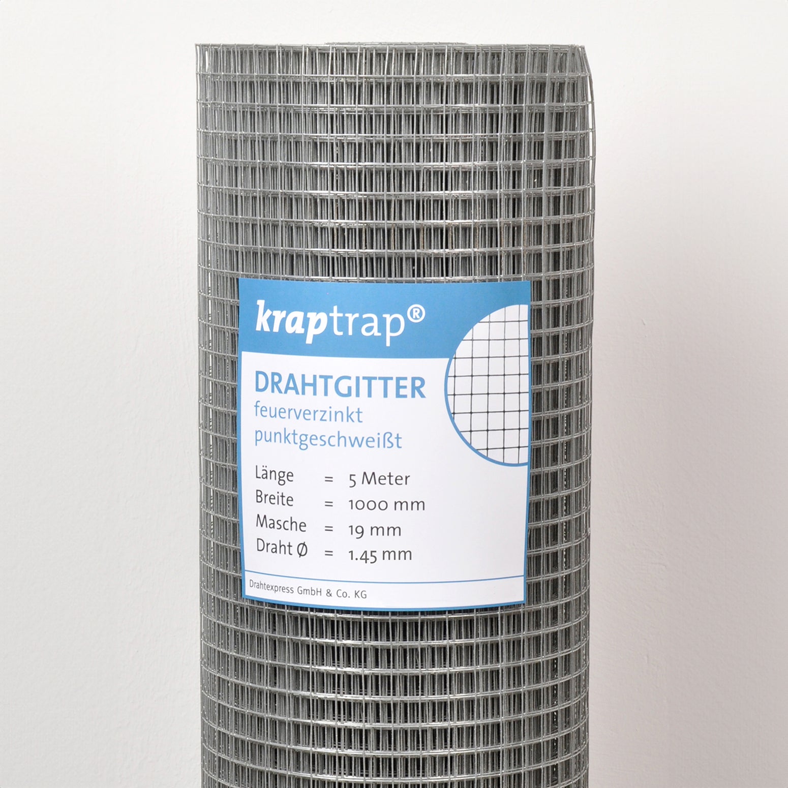 Kraptrap® feuerverzinktes Drahtgitter 19 x 19 mm mit 1,45 mm Stärke