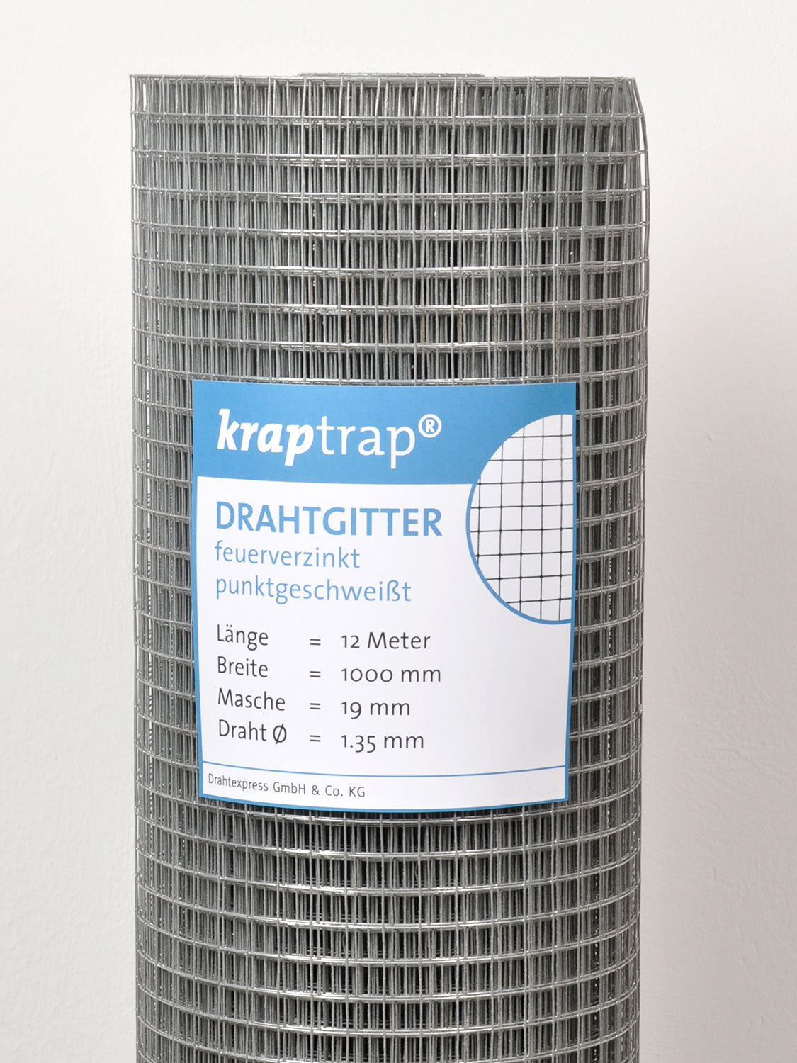 Kraptrap® Volierendraht Drahtgitter 19 mm Masche, 100 cm breit, 1,45mm Stärke