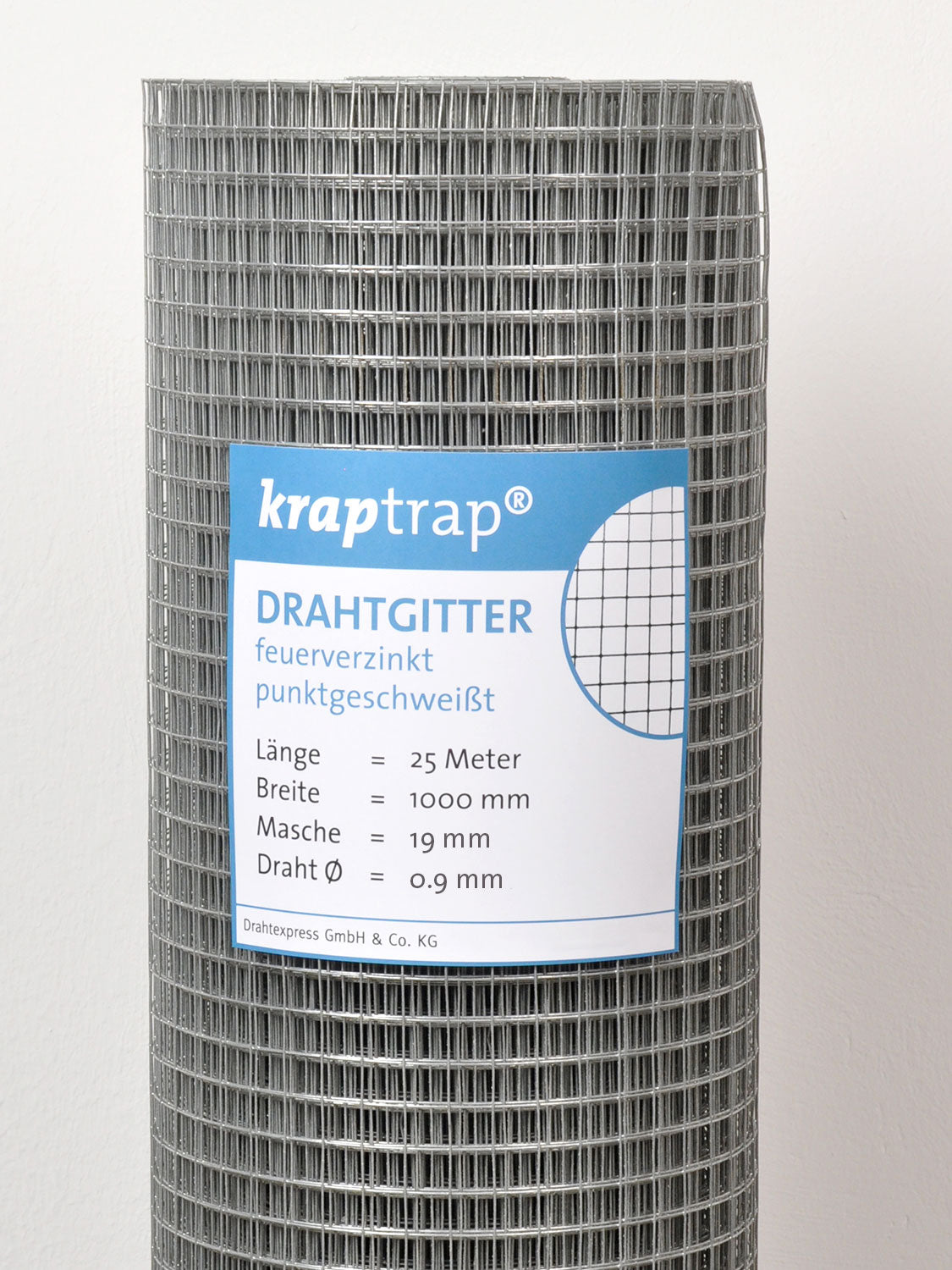 Kraptrap® Volierendraht Drahtgitter 19 mm Masche, 100 cm breit, 0,9mm Stärke